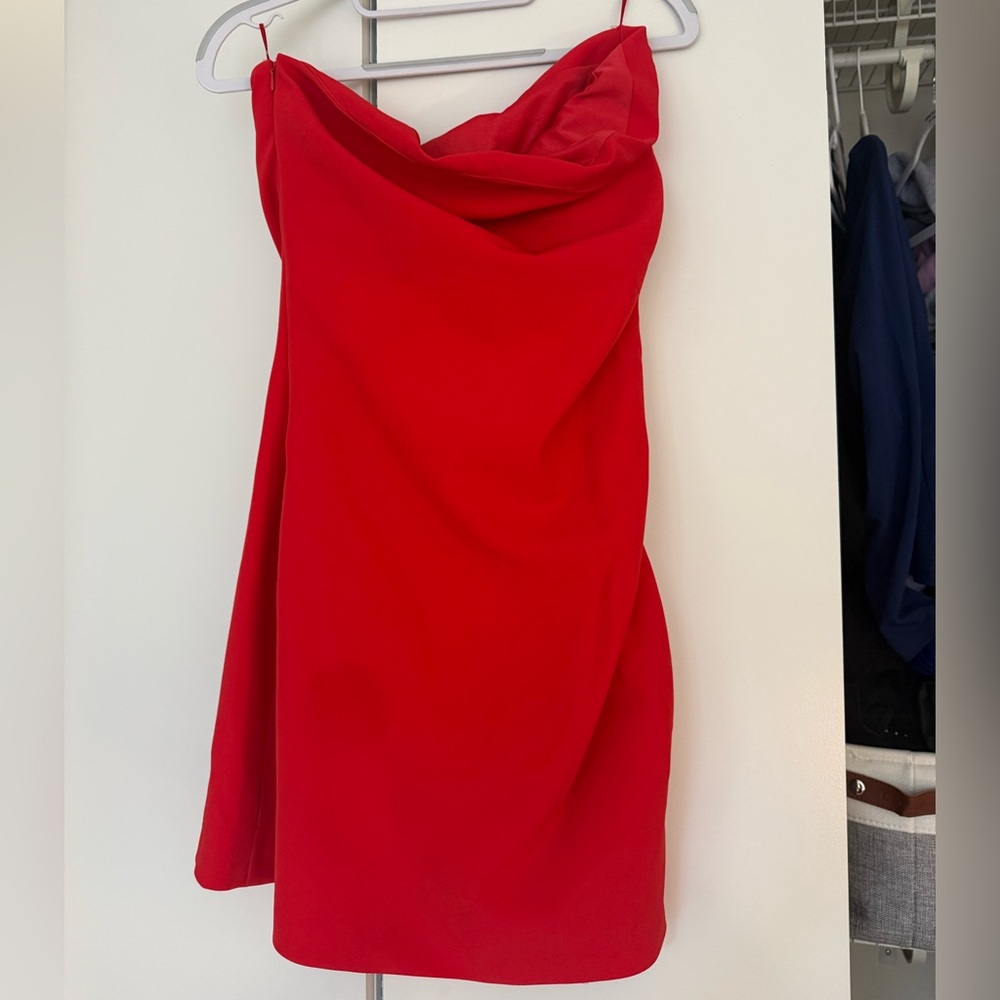 Zara Vibrant Red Strapless Dress